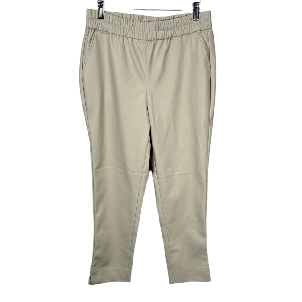 Neutral Beige Coastal Luxe ONLY Faux Leather‎ Straight Leg Comfy Pants Medium